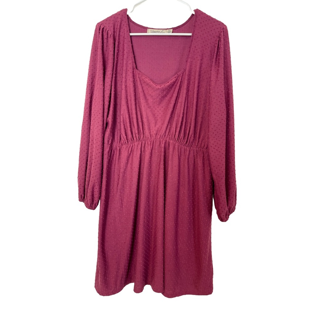 Liberty Love Plum Long-Sleeve Dotted Knit Dress
